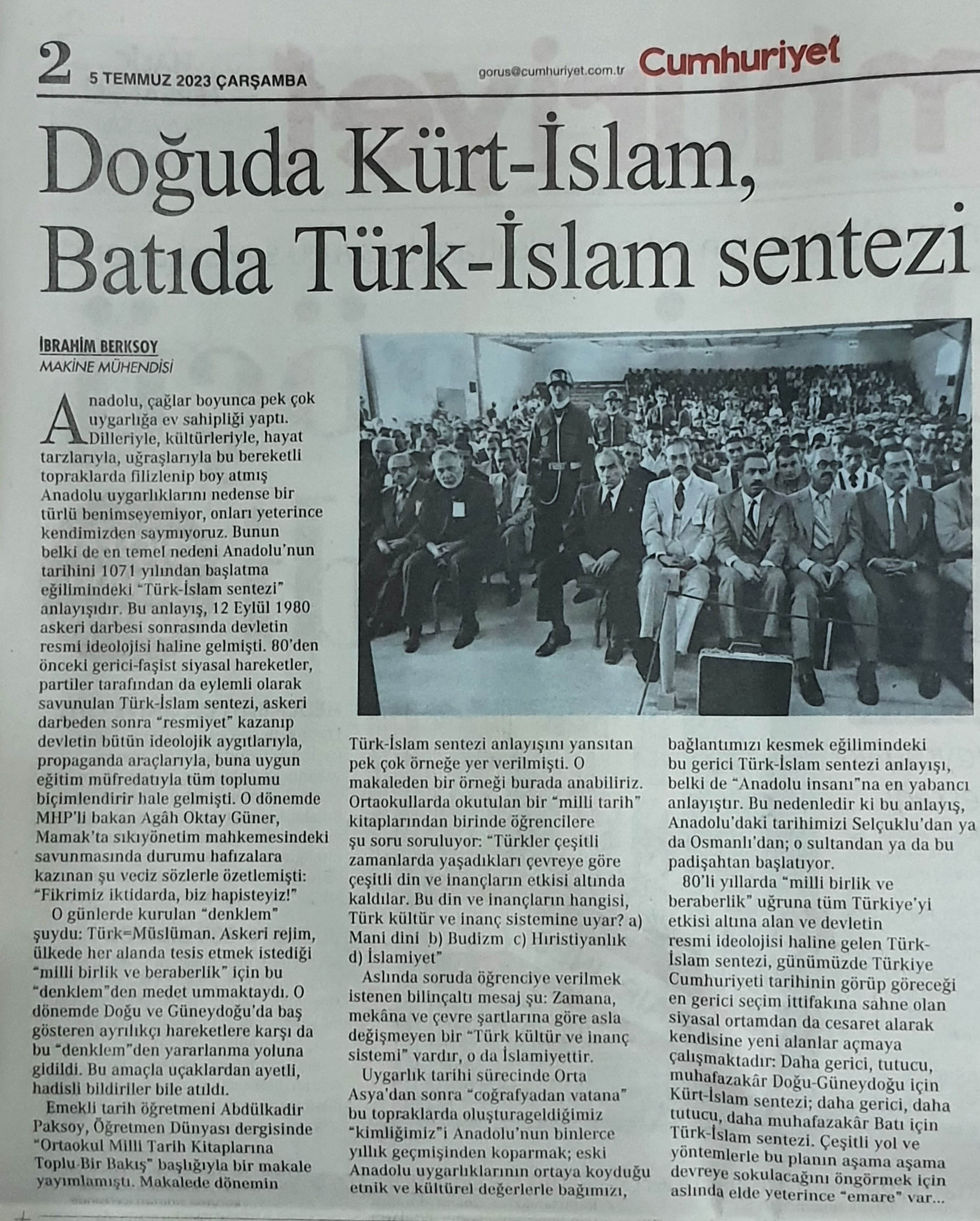 Doğu'da Kürt-İslam, Batı'da Türk-İslam sentezi